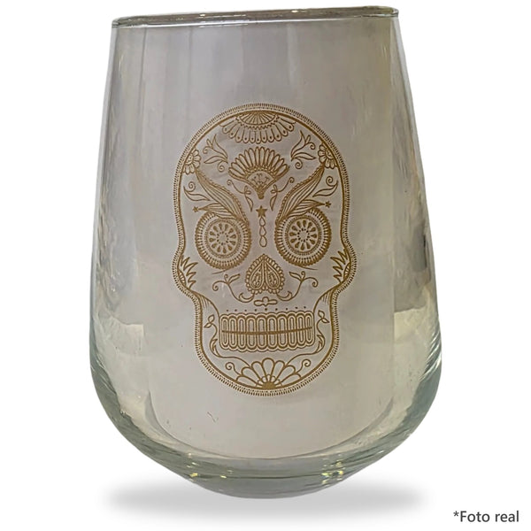 Vaso Vocation Brewery, reverso con la calavera