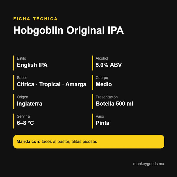 Ficha técnica Hobgoblin Original IPA