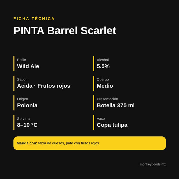 Ficha técnica PINTA Barrel Scarlet