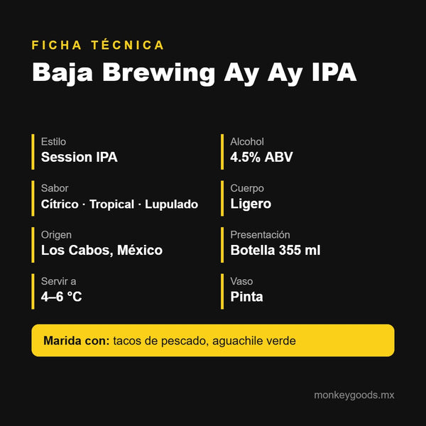 Ficha técnica Baja Brewing Ay Ay IPA