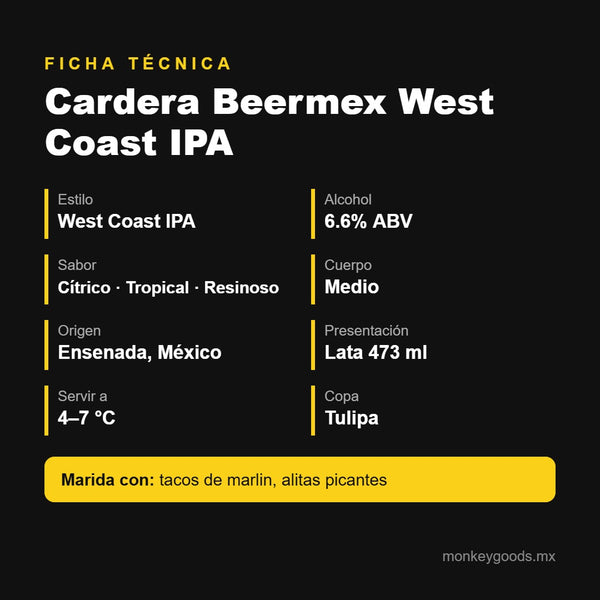 Ficha técnica Cardera Beermex West Coast IPA