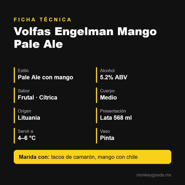 Ficha técnica Volfas Engelman Mango Pale Ale