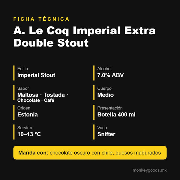 Ficha técnica A. Le Coq Imperial Extra Double Stout
