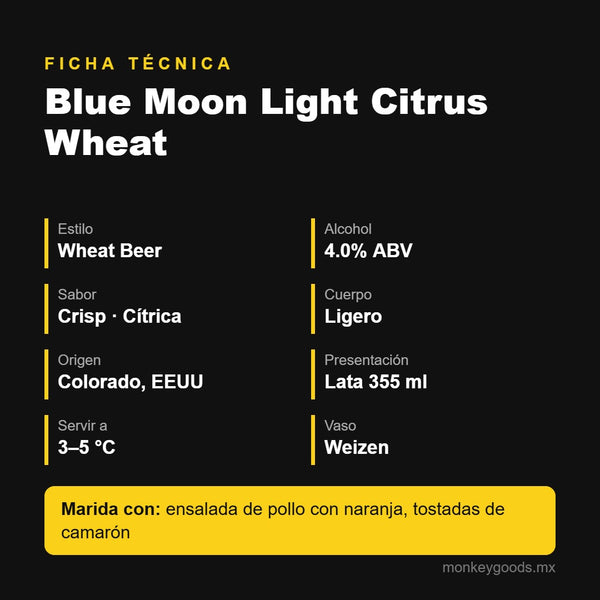 Ficha técnica Blue Moon Light Citrus Wheat