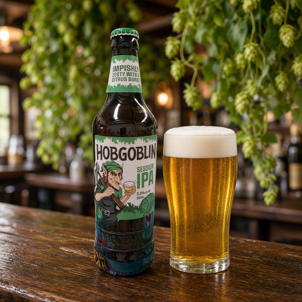 Marstons brewery Hobgoblin Session IPA servida en su copa