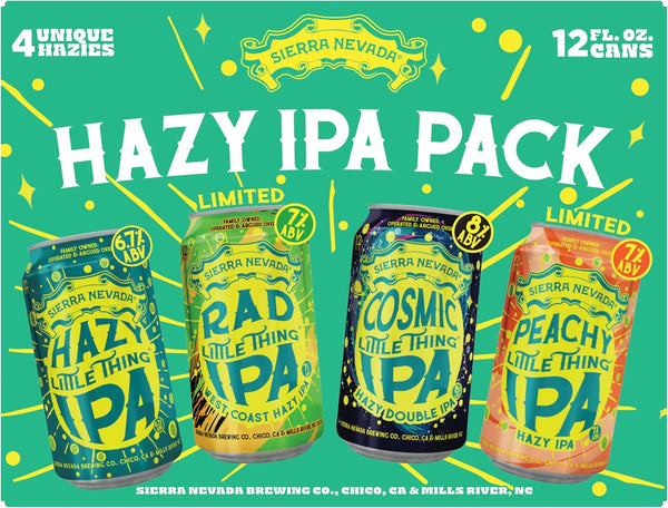 Sierra Nevada Hazy IPA Pack: Hazy, Rad, Cosmic y Peachy Little Thing, 12 latas