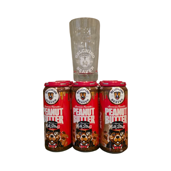 Paquete Belching Beaver Peanut Butter con vaso