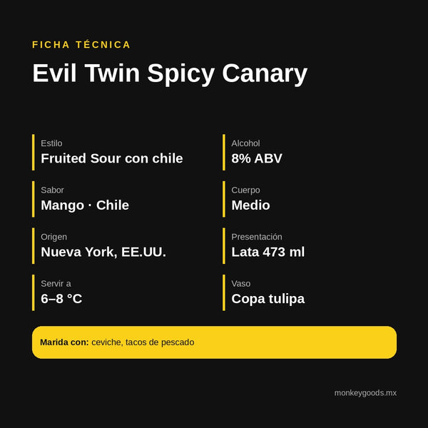 Ficha técnica Evil Twin Spicy Canary