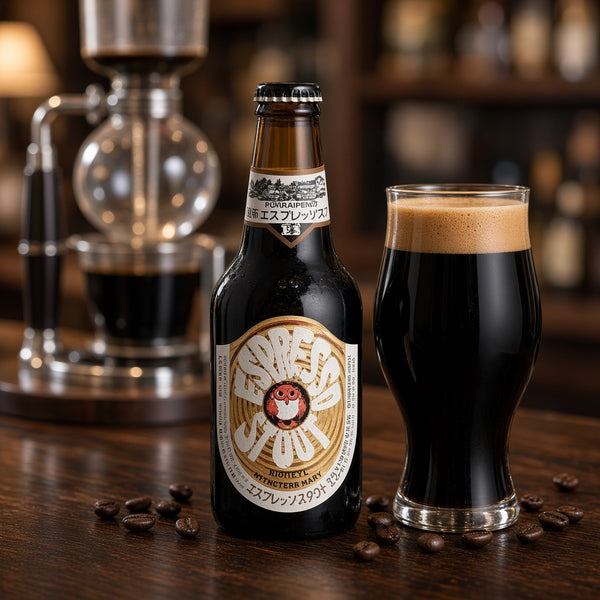 Hitachino Espresso Stout servida en su copa