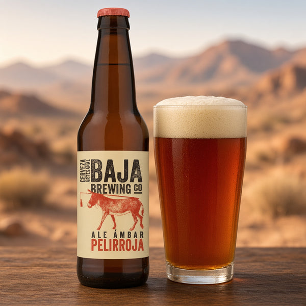 Baja Brewing Pelirroja servida en su copa