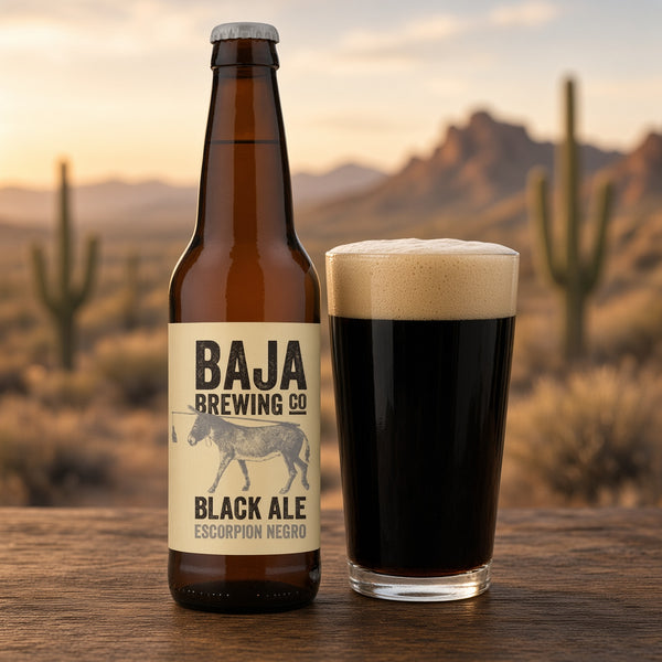 Baja Brewing Escorpión Negro servida en su copa