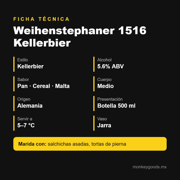 Ficha técnica Weihenstephaner 1516 Kellerbier