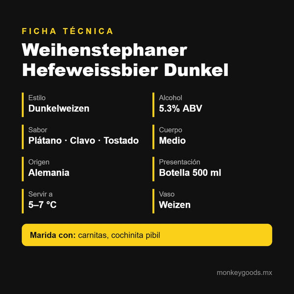 Ficha técnica Weihenstephaner Hefeweissbier Dunkel