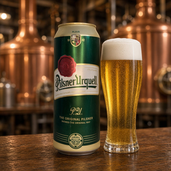 Pilsner Urquell servida en su copa