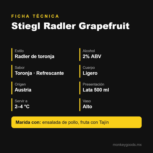 Ficha técnica Stiegl Radler Grapefruit