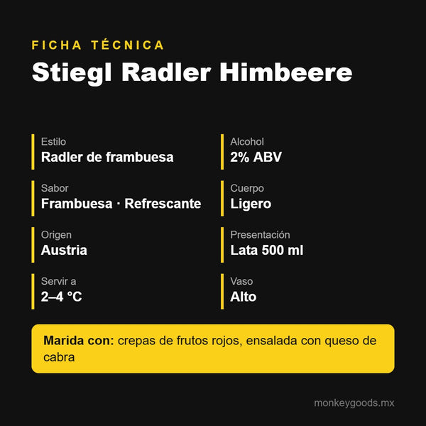 Ficha técnica Stiegl Radler Himbeere