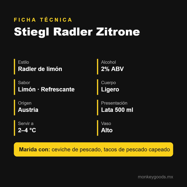 Ficha técnica Stiegl Radler Zitrone
