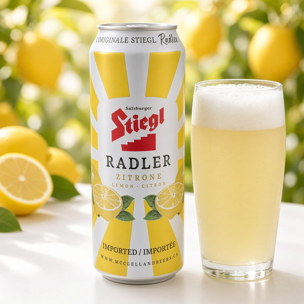Stiegl Radler Zitrone servida en su copa
