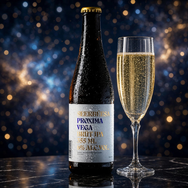 Proxima Vega Brut IPA servida en su copa