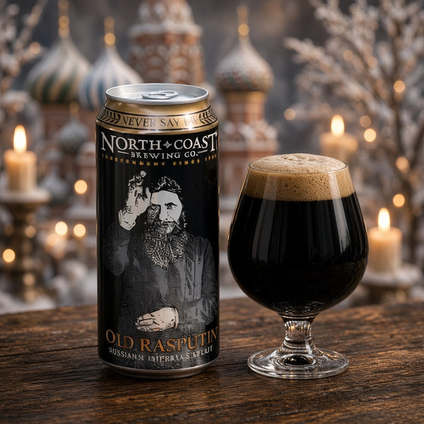 North Coast Old Rasputin servida en su copa