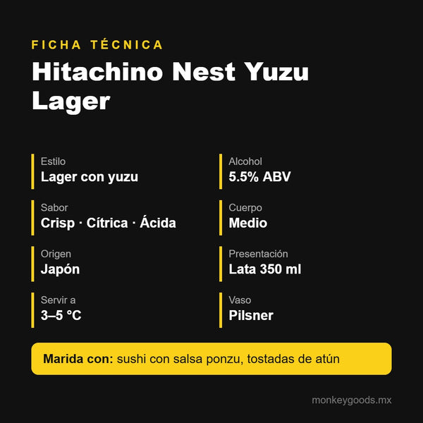 Ficha técnica Hitachino Nest Yuzu Lager