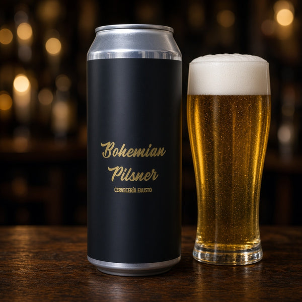Fausto Bohemian Pilsner servida en su copa