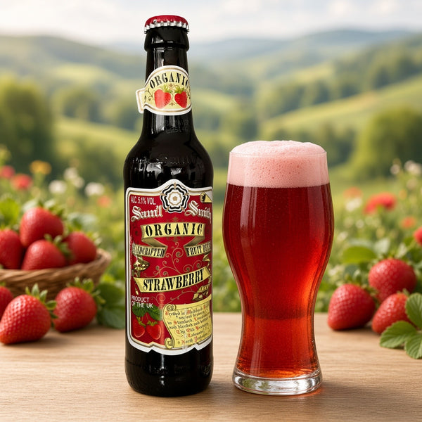 Samuel Smith Organic Strawberry servida en su copa