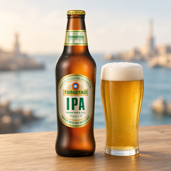 Tsingtao IPA servida en su copa