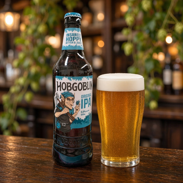 Marstons brewery Hobgoblin Original IPA servida en su copa