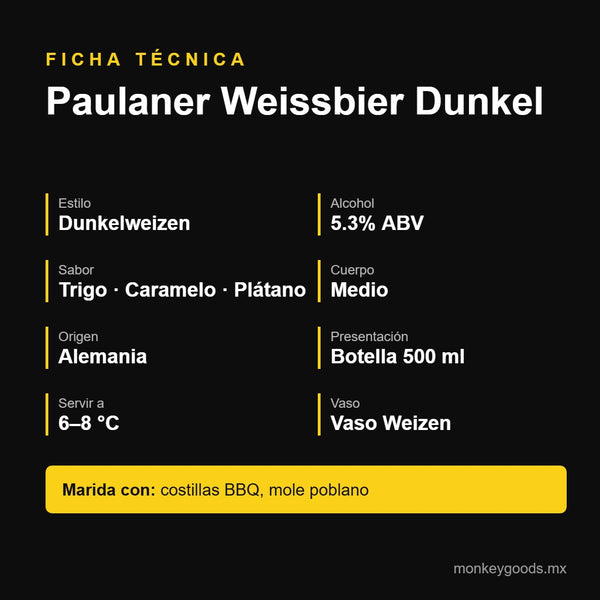 Ficha técnica Paulaner Weissbier Dunkel