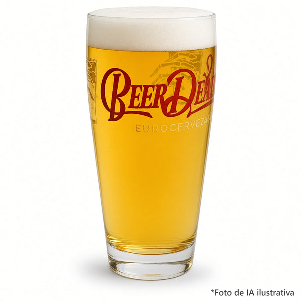 Pinta Oficial Beer Dealer servido con cerveza