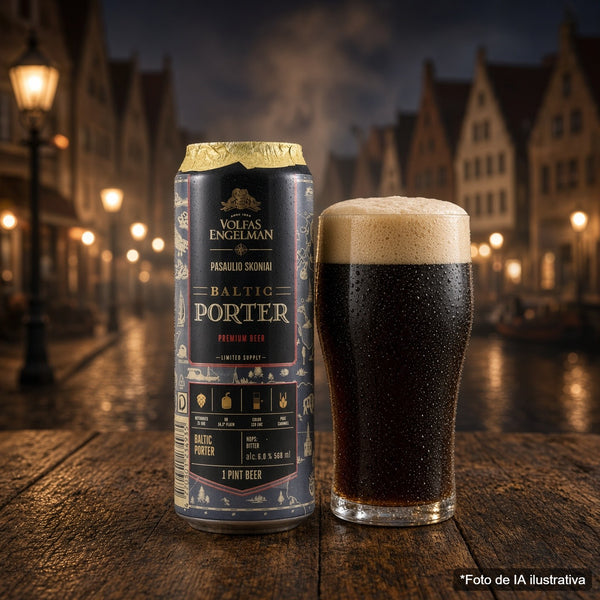 Volfas Engelman Baltic Porter servida en su vaso